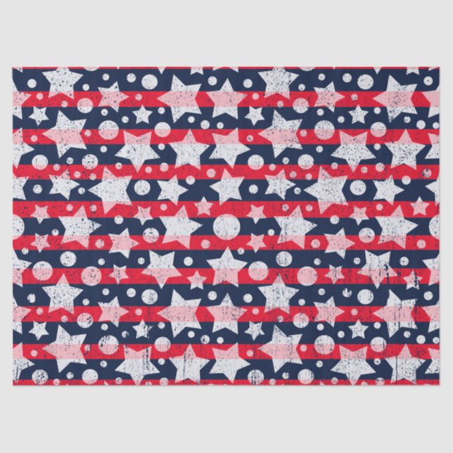 Patriotic Stars and Stripes Vintage Tissue Paper (Front)