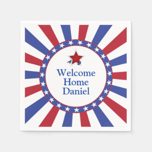 Patriotic Stars and Stripes Welcome Home Napkin
