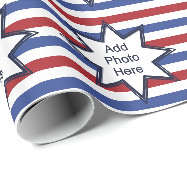Patriotic Stars and Stripes Wrapping Paper (Roll Corner)