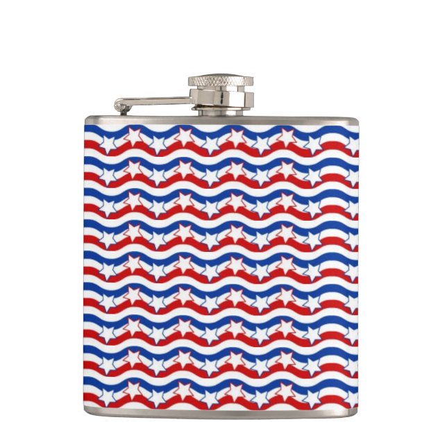 Patriotic Stars and Strips 6 oz or 8 oz Flask (Front)