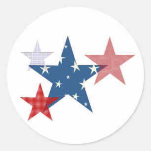 Patriotic Stars Classic Round Sticker
