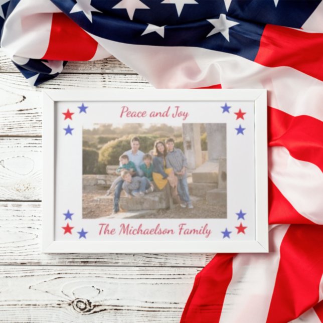 Patriotic Stars Family Photo Holiday Card (Creator Uploaded)