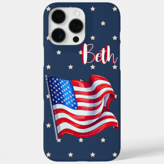 Patriotic Stars Flag Personalised  iPhone 16 Pro Max Case