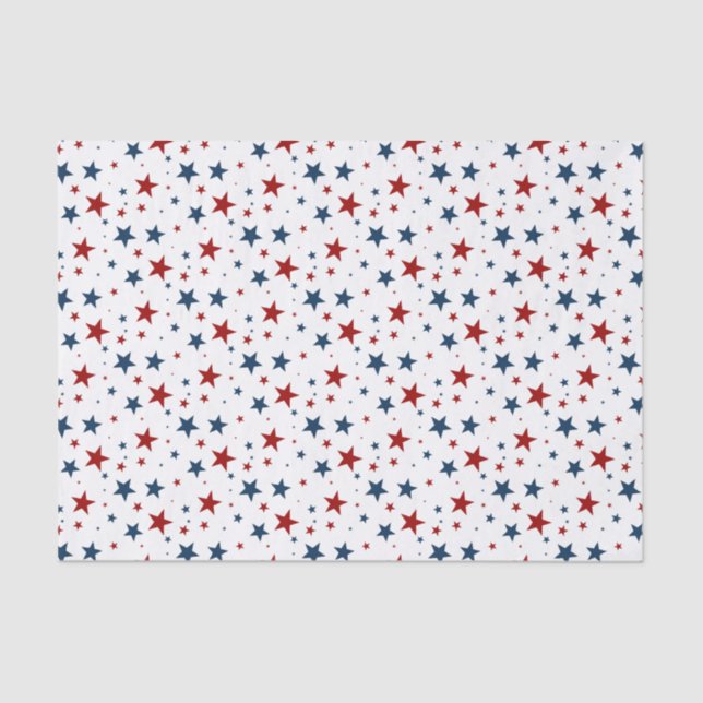 Patriotic Stars in Red White and Blue Pattern Tissue Paper (Front)