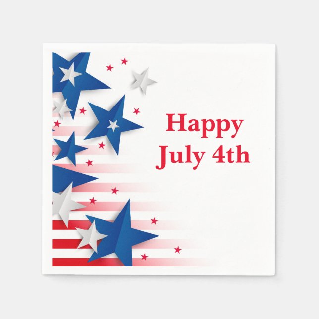 Patriotic Stars July 4th Paper Napkins (Front)