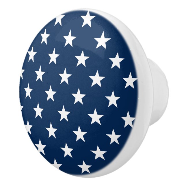 Patriotic stars navy blue ceramic pull knobs (Right)