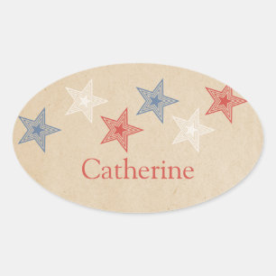 Patriotic Stars Oval Stickers