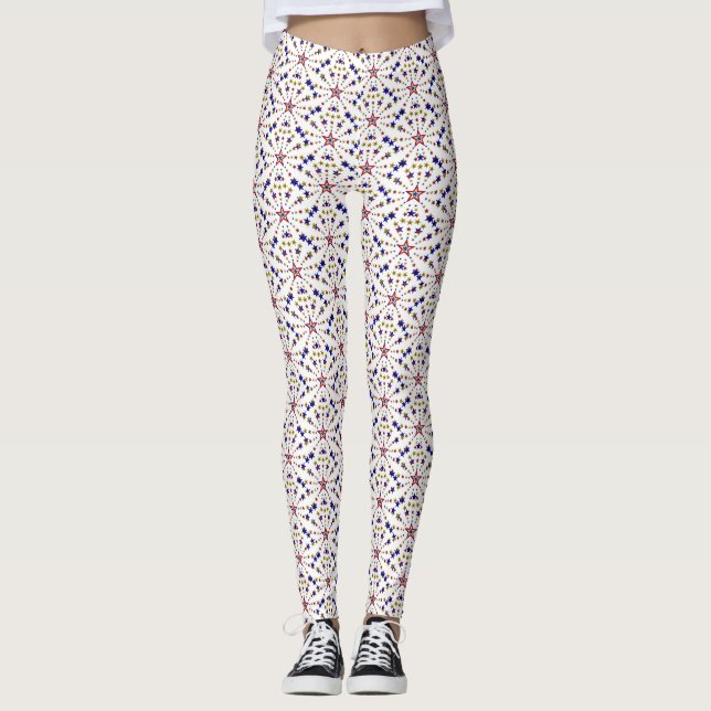 Patriotic Stars Pattern, Holiday Leggings (Front)