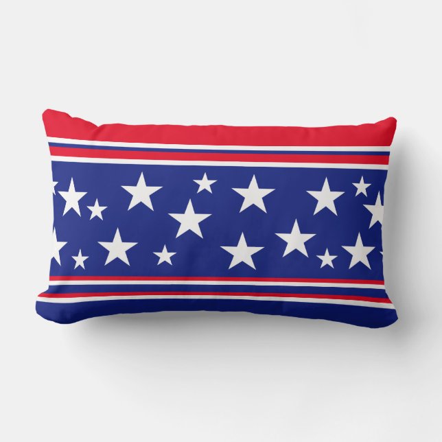Patriotic Stars Red White Blue  Lumbar Cushion (Front)