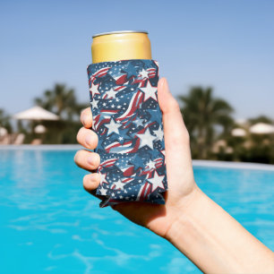 Patriotic Stars Seltzer Can Cooler