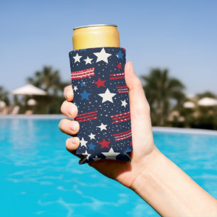 Patriotic Stars Seltzer Can Cooler
