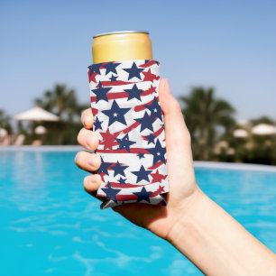 Patriotic Stars Seltzer Can Cooler