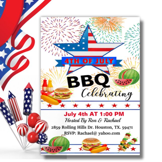 Patriotic Stars & Stripes 4th Of July BBQ Invitation (Creator Uploaded)