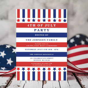 Patriotic Stars & Stripes 4th Of July Invitation