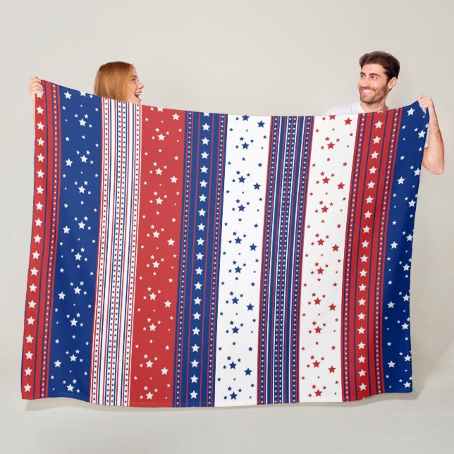 Patriotic Stars & Stripes Abstract American Flag 2 Fleece Blanket (In Situ)