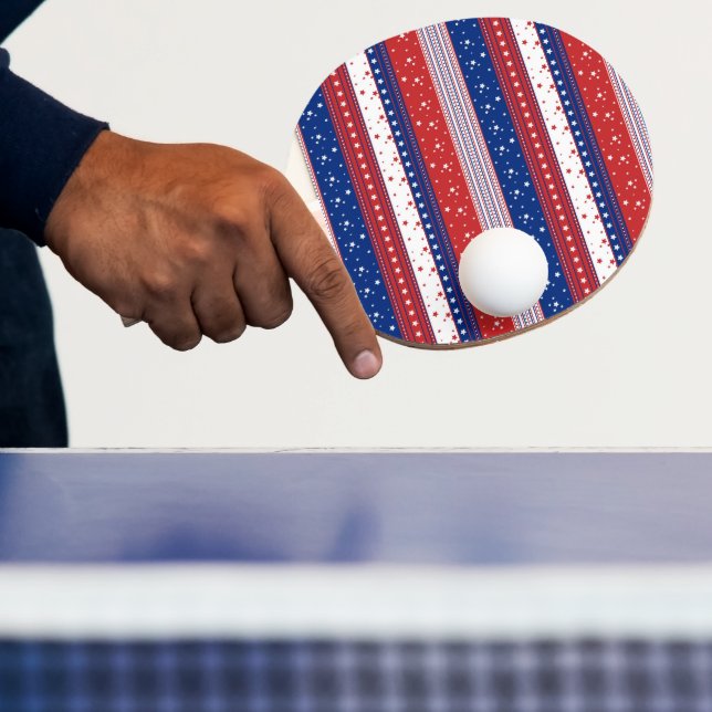 Patriotic Stars & Stripes Abstract American Flag 2 Ping Pong Paddle (Insitu)