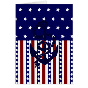 Patriotic Stars Stripes Anchor Sailor Pattern