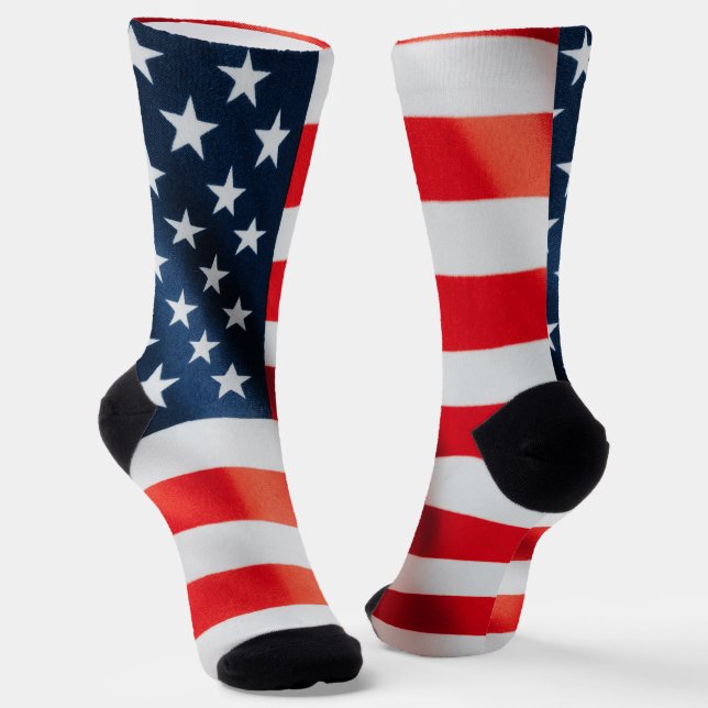 Patriotic Stars & Stripes Crew Socks – USA (Angled)