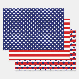 Patriotic Stars Stripes DIY Pattern & Bkgrd Colour Wrapping Paper Sheet