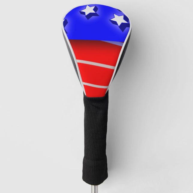 Patriotic Stars Stripes Flag Design Golf Head Cover (Front)