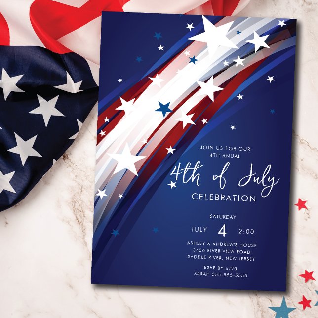 Patriotic Stars & Stripes Fourth of July Invitation (Creator Uploaded)
