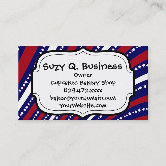 Patriotic Stars Stripes Freedom Flag 4th of July Business Card (Front)