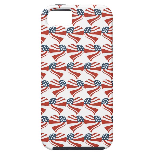 Patriotic Stars Stripes Freedom Flag Hearts 4th of Case-Mate iPhone Case (Back)