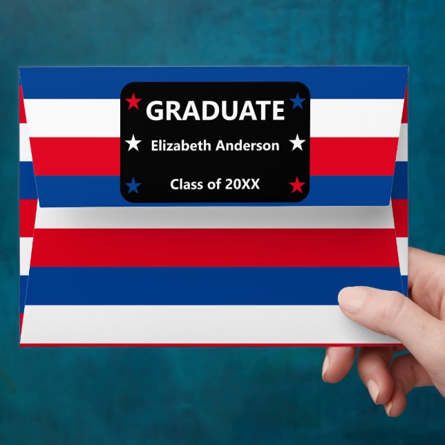 Patriotic Stars & Stripes Graduation Envelope (Hand)