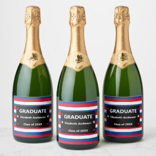 Patriotic Stars & Stripes Graduation Sparkling Wine Label