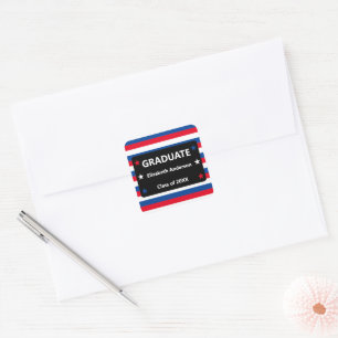 Patriotic Stars & Stripes Graduation Square Sticker