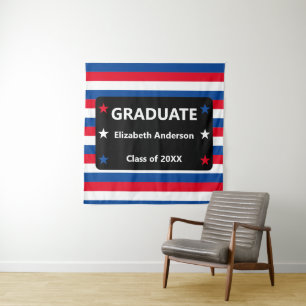 Patriotic Stars & Stripes Graduation Tapestry