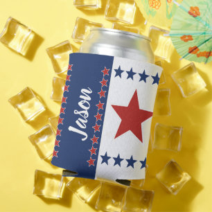 Patriotic Stars & Stripes Personalised Can Cooler
