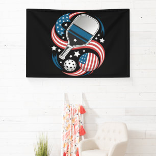 Patriotic Stars Stripes USA Flag Pickleball Banner