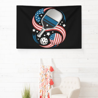 Patriotic Stars Stripes USA Flag Pickleball Banner