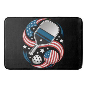 Patriotic Stars Stripes USA Flag Pickleball Bath Mat