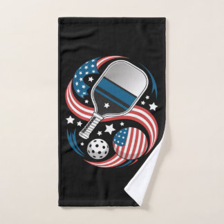 Patriotic Stars Stripes USA Flag Pickleball Hand Towel