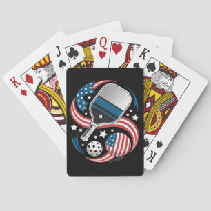 Patriotic Stars Stripes USA Flag Pickleball Playing Cards