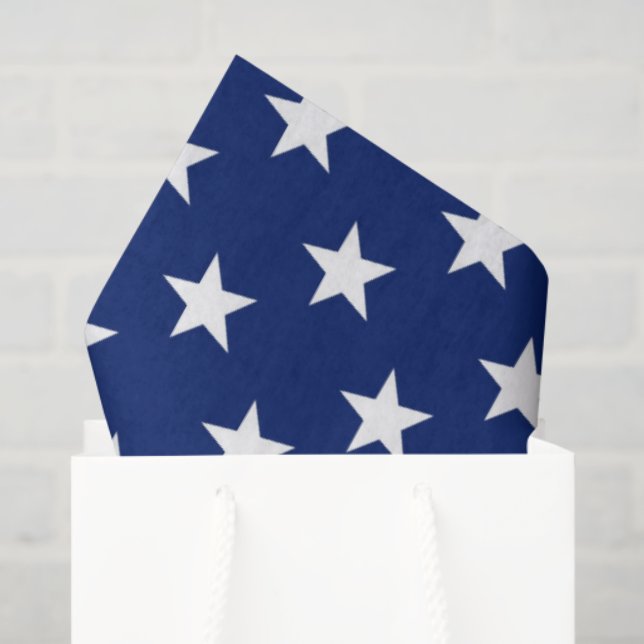 Patriotic Stars USA Preppy Blue White Fun Tissue Paper (Gift Bag)