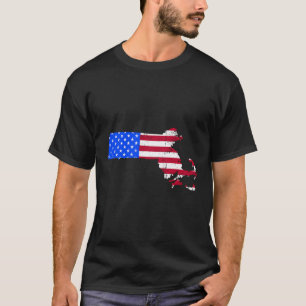 Patriotic State Of Massachusetts Usa Flag For Men  T-Shirt