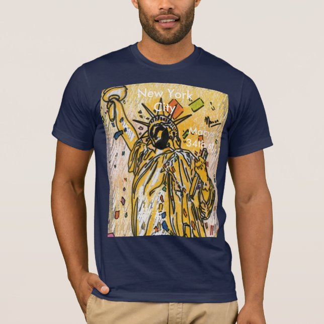 Patriotic Statue of liberty illustration July 4th T-Shirt (Front)