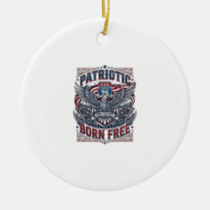 Patriotic Steel Road Guardian Biker Road Freedom P Ceramic Ornament