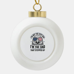 Patriotic Step Dad Eagle Vintage Shirt Design_1 Ceramic Ball Christmas Ornament
