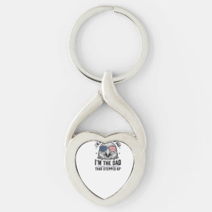 Patriotic Step Dad Eagle Vintage Shirt Design_1 Key Ring