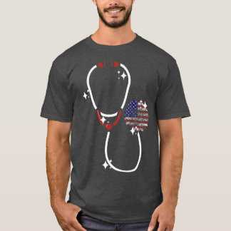 Patriotic Stethoscope Sunflower Scrub Life Nurse 4 T-Shirt