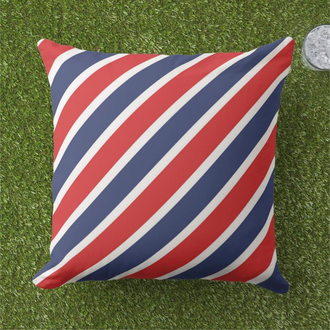 Patriotic Stipes Outdoor Pillow (Grass)