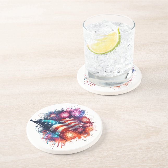 Patriotic Stone Coaster (Side)