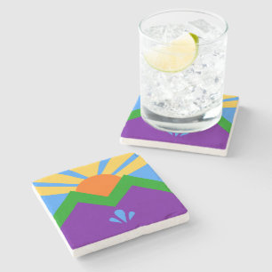 Patriotic stone coaster, Flag of Manitou Springs Coaster