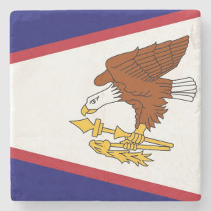 Patriotic stone coaster with American Samoa flag