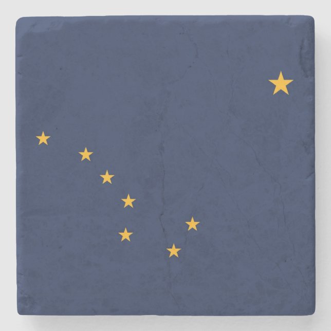 Patriotic stone coaster with Flag of Alaska (Front)