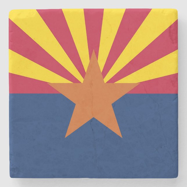 Patriotic stone coaster with Flag of Arizona (Front)